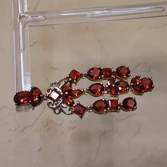 925 Genuine Mozambique Garnet Chandler Earrings. FIRM. - Picture 3 of 16